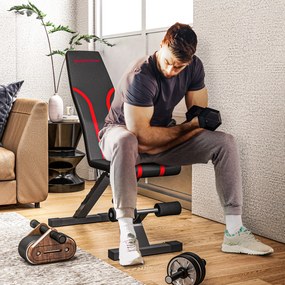 Banco de Abdominais Ajustável Banco de Musculação Dobrável para Treino de Corpo Completo 82x35x42,5-107 cm Preto