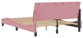 Estrutura de cama c/ cabeceira 140x200 cm veludo rosa