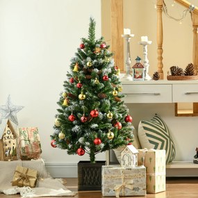 Árvore de Natal Artificial Nevada  Altura 120 cm com 328 Ramos e Suporte Metálico Verde