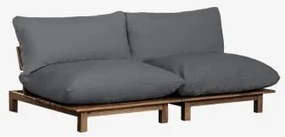 Sofá Modular Reclinável De Jardim De 2 Peças Em Madeira De Acácia Brina Cinza Grafito - Sklum