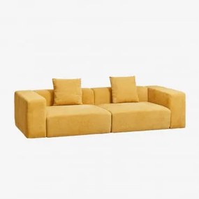 Sofá Modular De 2 Peças (↔︎270 Cm) Com Apoio De Braço Alto Bruna Tecido Chenille Mostarda - Sklum