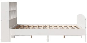 Cama com estante sem colchão 160x200 cm pinho maciço branco