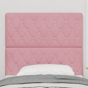 Cabeceira vidaXL com Botão de Cristal Tufted Rosa 90 cm de Veludo, Cab