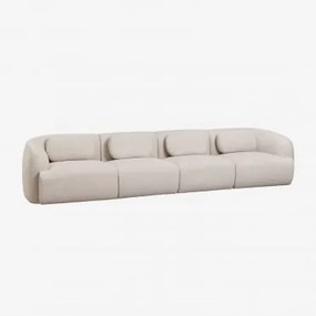 Sofá Modular De 4 Peças Em Chenille Coquette Chenille Bege Creme - Sklum