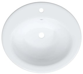 Lavatório casa de banho oval 52x46x20 cm cerâmica branco