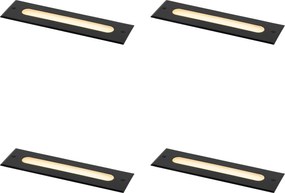 Conjunto de 4 focos de chão modernos pretos 30 cm incl. LED IP65 - Eline