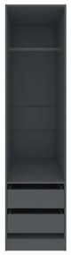 Roupeiro com gavetas 50x50x200 cm contraplacado cinzento