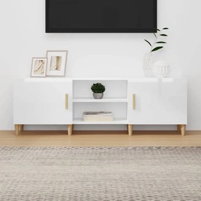 vidaXL Móvel para TV 150x30x50 cm madeira processada branco brilhante