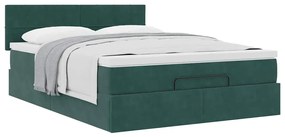 Estrutura de cama otomana com colchão 140x200 cm verde escuro
