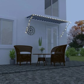 vidaXL Toldo retrátil com LED 300x150 cm azul e branco