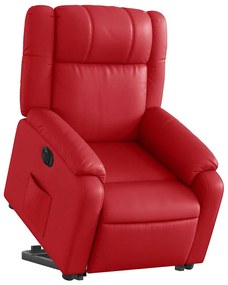 Poltrona reclinável elevatória elétrica couro artif. vermelho