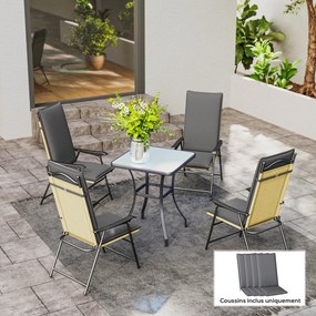 Conjunto de 4 almofadas para cadeiras de exterior (NÃO INCLUIDAS) com presilhas e faixa ajustável, resistentes ao desbotamento, UPF50+, 124 x 50 x 5 c