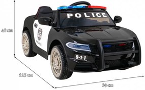 Carro elétrico para Crianças 12V Super-Policia Rodas de EVA, Assento de couro Preto