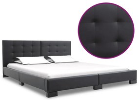 vidaXL Estrutura de cama sem colchão em couro sintético preto 200x160 cm