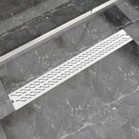 vidaXL Dreno de chuveiro linear onda 930x140 mm aço inoxidável