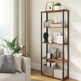 Estante com 5 prateleiras e montagem sem ferramentas 23,8 x 60 x 139 cm Castanho vintage + Preto
