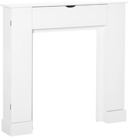 HOMCOM Estrutura para Lareira Decorativa com 3 Portas e Prateleiras Interiores Ajustáveis Estrutura de Lareira Moderna para Sala de Estar 107x18x100cm Branco