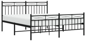 Estrutura de cama com cabeceira e pés 160x200 cm metal preto