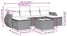 7 pcs conjunto de sofás p/ jardim com almofadões vime PE bege