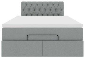 Cama otomana com colchão 120x190 cm tecido cinzento claro