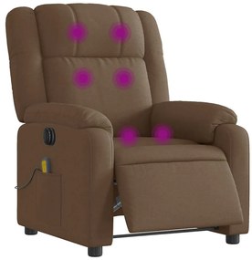 Poltrona de massagens reclinável elétrica tecido castanho