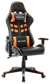 vidaXL Cadeira de gaming couro artificial preto e laranja
