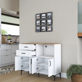 Armário Multiusos JE166 – Branco Nogal – 120x98,6x40 cm