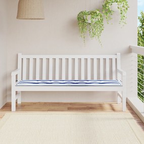 vidaXL Almofada exterior listras azuis & brancas 180x50x4 cm tecido Oxford