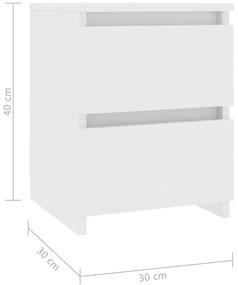 Mesas de cabeceira 2 pcs 30x30x40 cm contraplacado branco