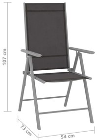 Cadeiras de jardim dobráveis 2 pcs textilene preto