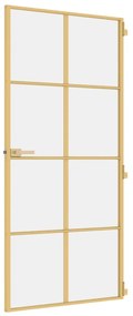 Porta interior 93x201,5 cm vidro temperado e alumínio dourado