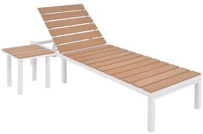 vidaXL Espreguiçadeira com mesa alumínio e WPC castanho