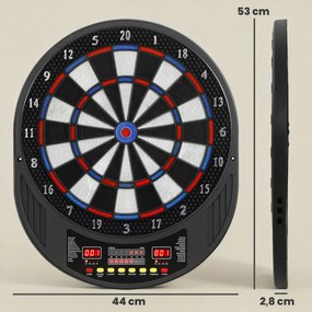 Jogo de dardos eletrónico com pontas flexíveis, dois ecrãs LED, 33 jogos, 202 variações, até 8 jogadores