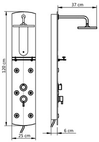 Coluna de duche em vidro 25x43x120 cm prateado