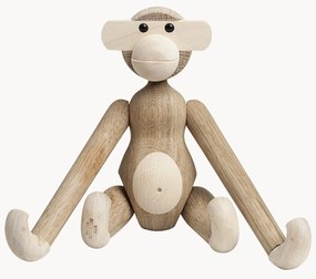 Objeto decorativo artesanal em madeira de carvalho Monkey, Alt 19 cm