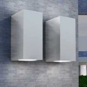 42409 vidaXL Candeeiros parede LED superior/inferior p/ext., 2 pcs, quadrado