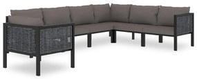 vidaXL 7 pcs conjunto lounge de jardim c/ almofadões vime PE antracite