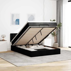 Cama otomana com colchão 140x200 cm tecido preto