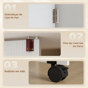 Mesa de Cozinha Dobrável com Rodas (CADEIRAS NÃO INCLUIDAS), Abas Rebatíveis, Gaveta e Prateleiras para 2-4 Pessoas 120x72x75 cm Branco