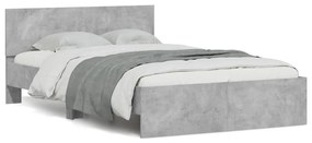 vidaXL Estrutura cama cabeceira e luzes LED 120x190cm cinzento cimento