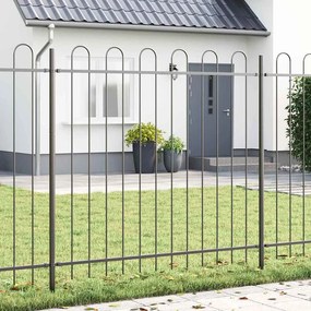 vidaXL Cerca de Jardim com Topo Arqueado Cinza, 3,4x1,5 m de Aço