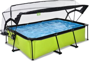 Piscina retangular Lime 220x150x65 cm com bomba de filtragem e cobertura - Verde