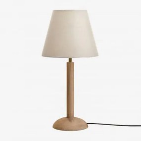 Candeeiro De Mesa Em Madeira De Manga Harry Madeira De Manga & Branco Partido Ø25 Cm Caracas - Sklum