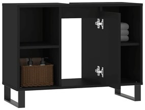 Armário de casa de banho 80x33x60 cm derivados de madeira preto