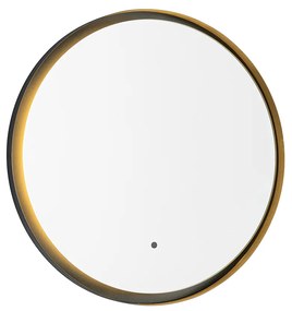 Espelho de casa de banho moderno preto com LED e dimmer tátil - Pim Moderno