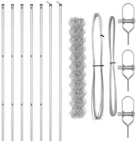 Cerca de Corrente com 7 Postes 1x10 m Aço Galvanizado
