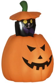 Abóbora Insuflável de Halloween com Gato Altura 91-115cm Decoração de