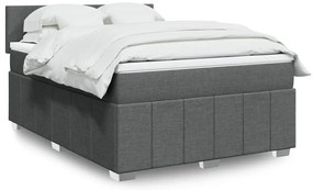 vidaXL Cama com molas/colchão 140x200 cm tecido cinzento-escuro
