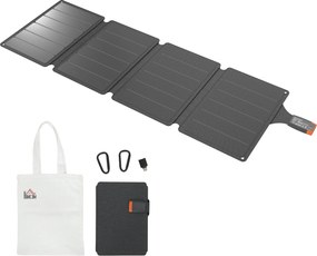 Carregador solar dobrável de 36 W, painel solar portátil com portas Type-C e USB-A, à prova de água (IP67), 89,8 x 27,9 x 1 cm, cinzento