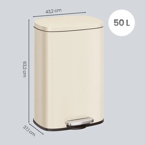 Caixote do lixo para cozinha, 50 L, caixote do lixo bege